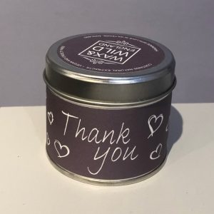 Thank you scented candle tin