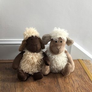 Sitting woolly sheep doorstops