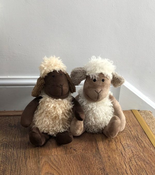 Sitting woolly sheep doorstops