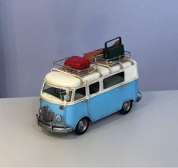 pale blue vintage camper van model