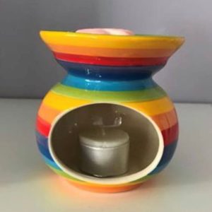 Rainbow coloured oil burner