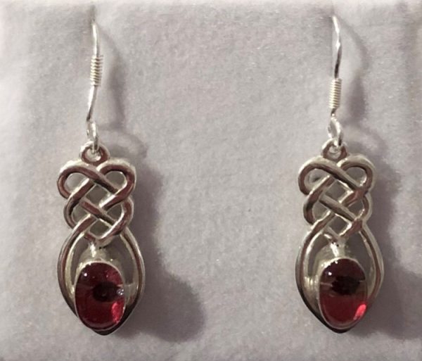siver Celtic knot real flower earrings