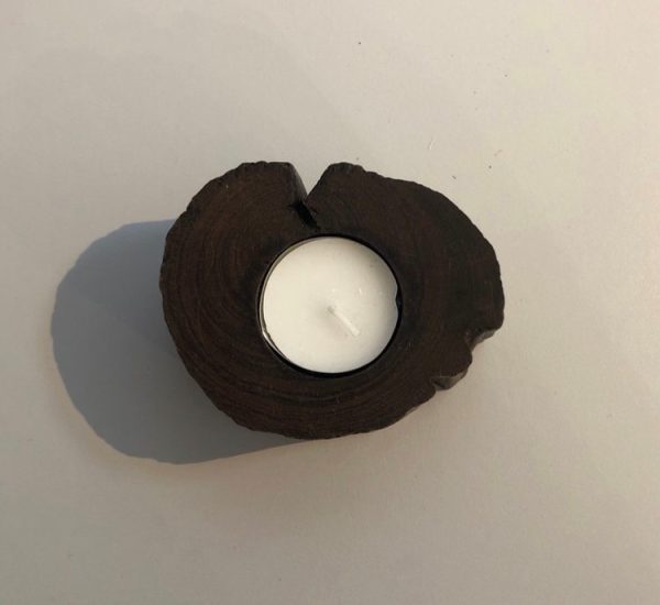 Recycled teak root tea light