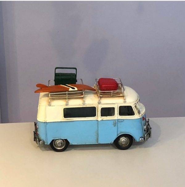 Pale blue classic VW camper van