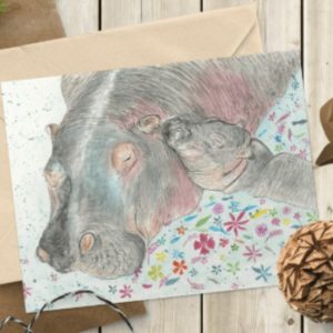 Hilda and Humphrey original art print eco card