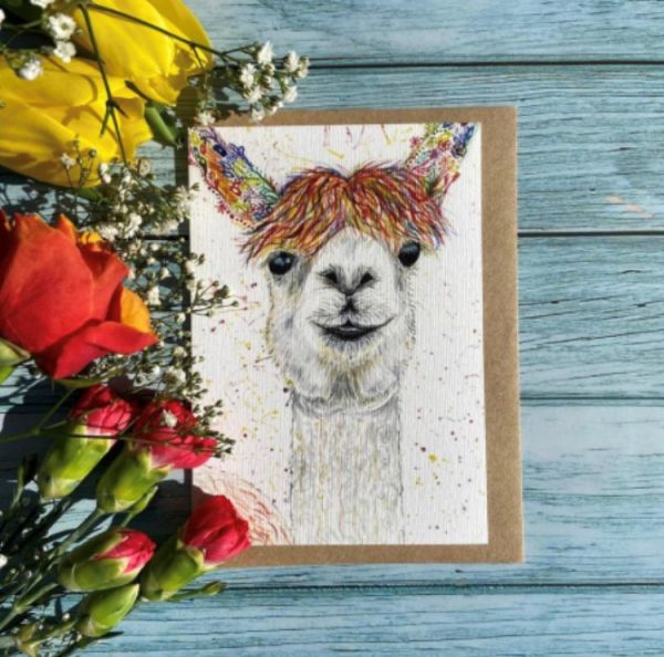 Lily the Llama original art print eco card