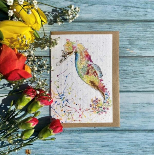 Symphony the Seahorse original art print eco card