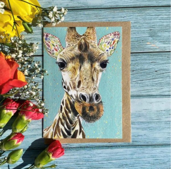 Georgie the Giraffe original art print eco card