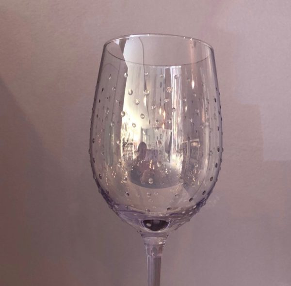 purple handmade bubble effect wine glass