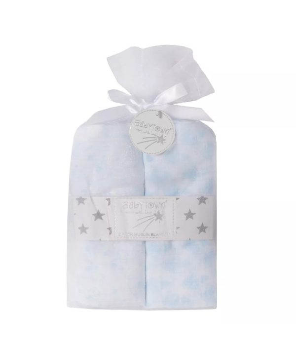 Baby muslin gift pack with blue elephant and heart design