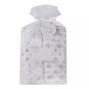 Baby muslin gift pack with grey elephant and heart design