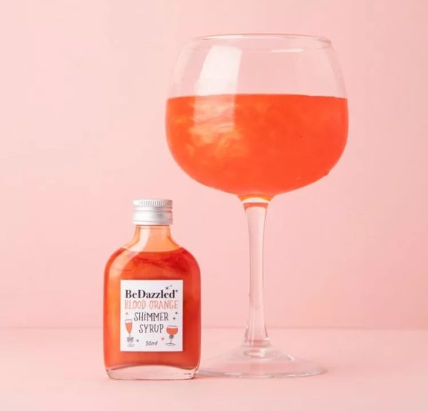 Blood orange non-alcohol and alcohol drink shimmer syrup