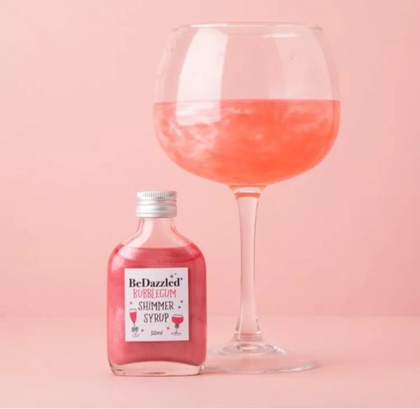 Bubble gum non-alcohol and alcohol drink shimmer syrup