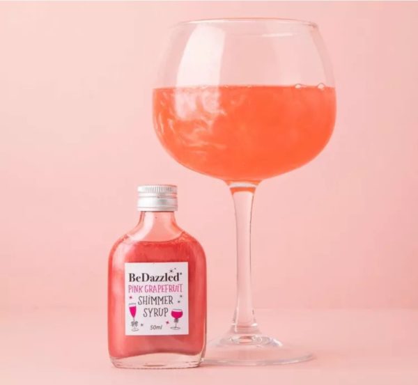 Pink grapefruit non-alcohol and alcohol drink shimmer syrup