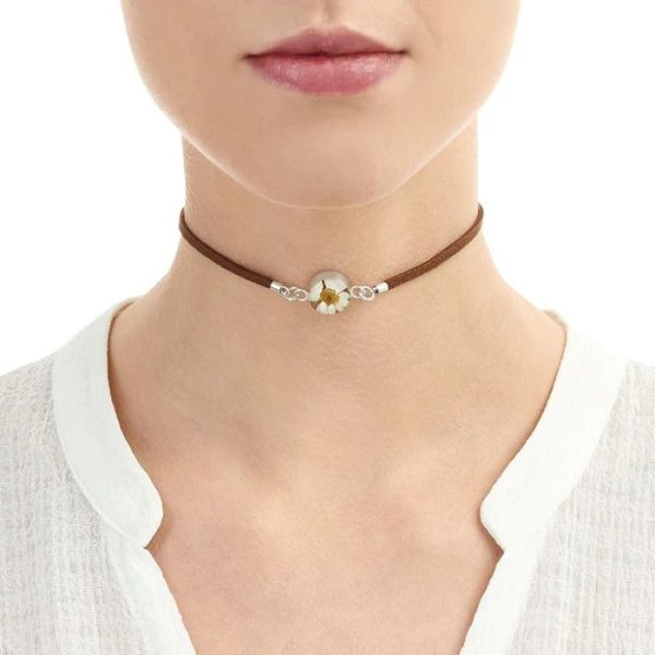 Daisy silver choker necklace
