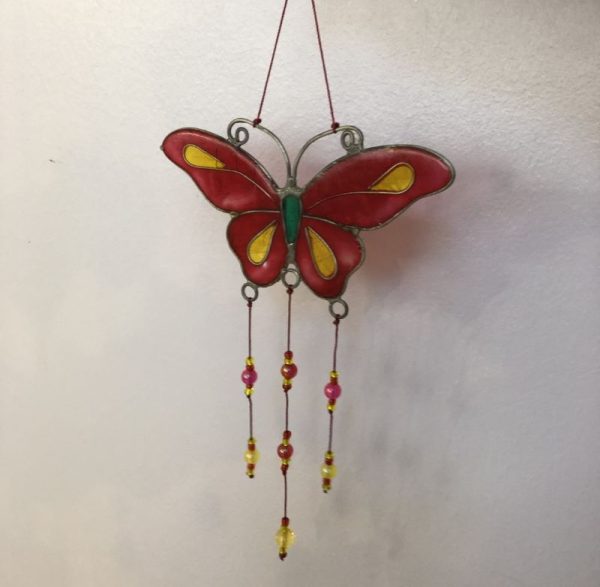 red butterfly sun catcher