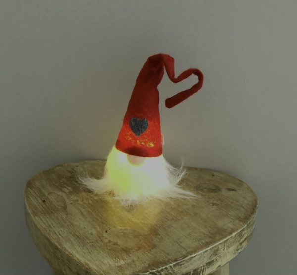 Light up hanging gonk with a red hat