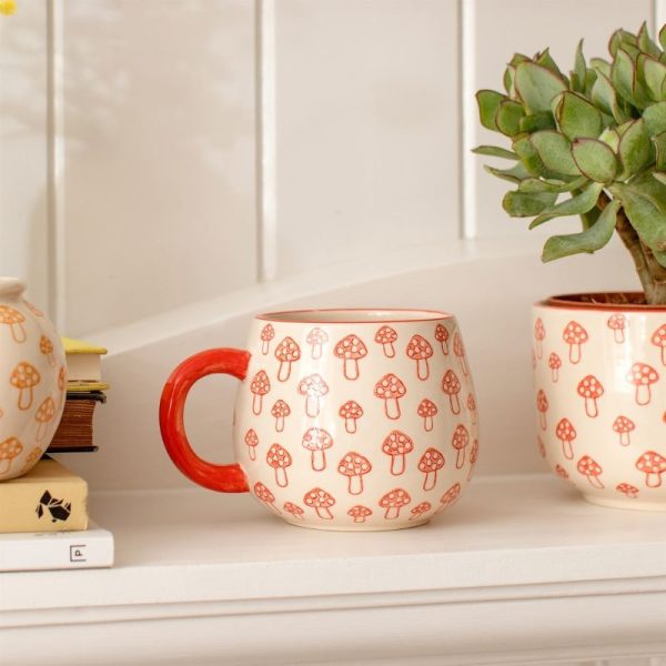 red and white mushroom print mug from sass and belle