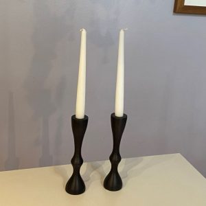 Timeless black candlesticks with an elegant classic silhouette cast from aluminium with a black matt finish. Nero by Edge Company
