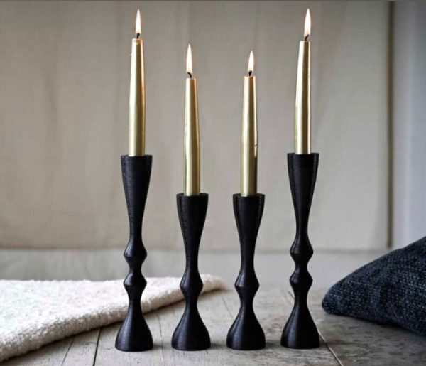 nero candle holders, Aluminium candle holders with a black textured finish to create a classic, elegant silhouette