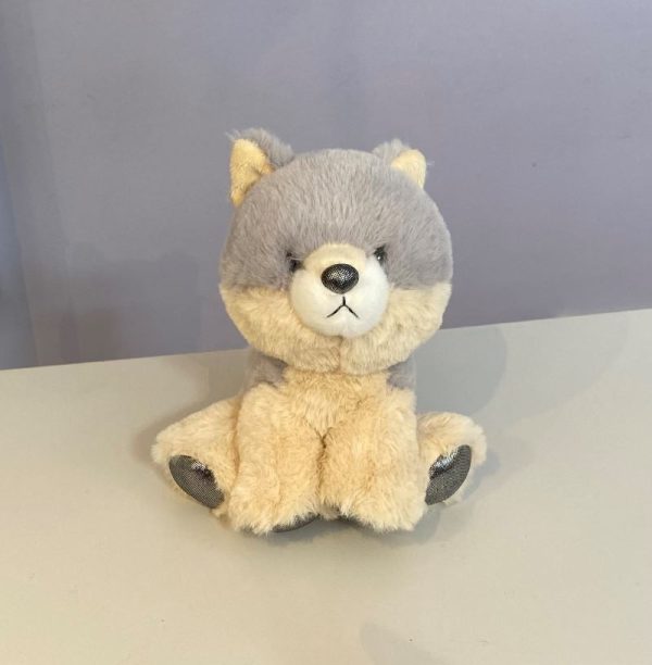 super soft wolf plush toy made from recycled plastic bottles