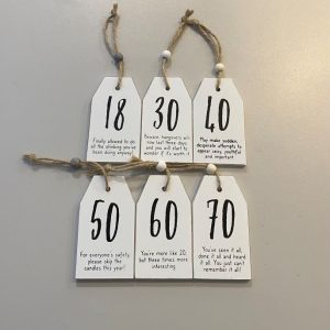 Milestone birthday mini wooden signs. 18th, 30th, 40th, 50th, 60th, 70th Birthdsy