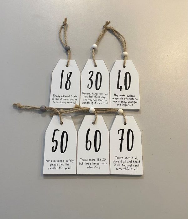 Milestone birthday mini wooden signs. 18th, 30th, 40th, 50th, 60th, 70th Birthdsy
