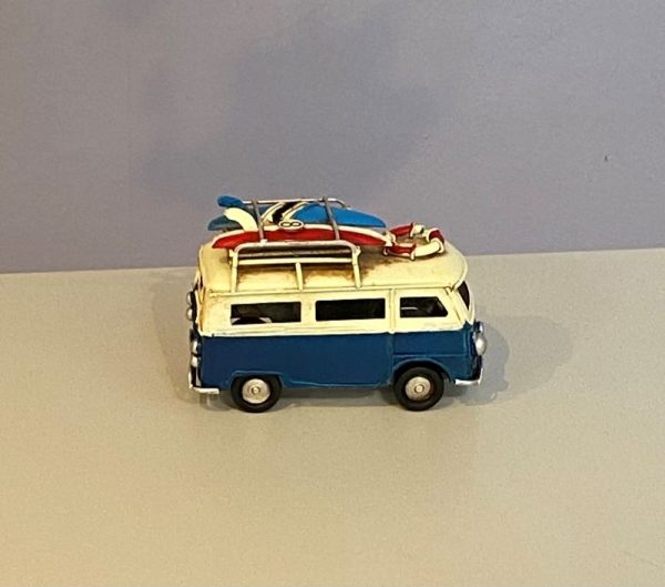 small dark blue VW camper replica ornament