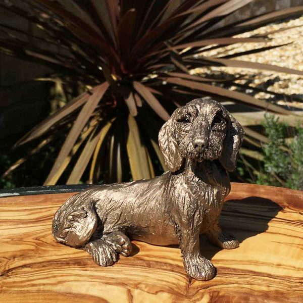 Binkie small dachshund bronze sculpture from Frith sculptures