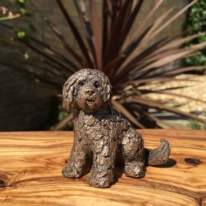Shorty the labradoodle bronze sculpture by Adrian Tinsley Frith Sculptures