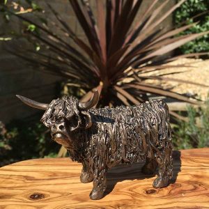 Frith cols cast bronze sculpture. Highland cow standing junior by Veronica Bellan