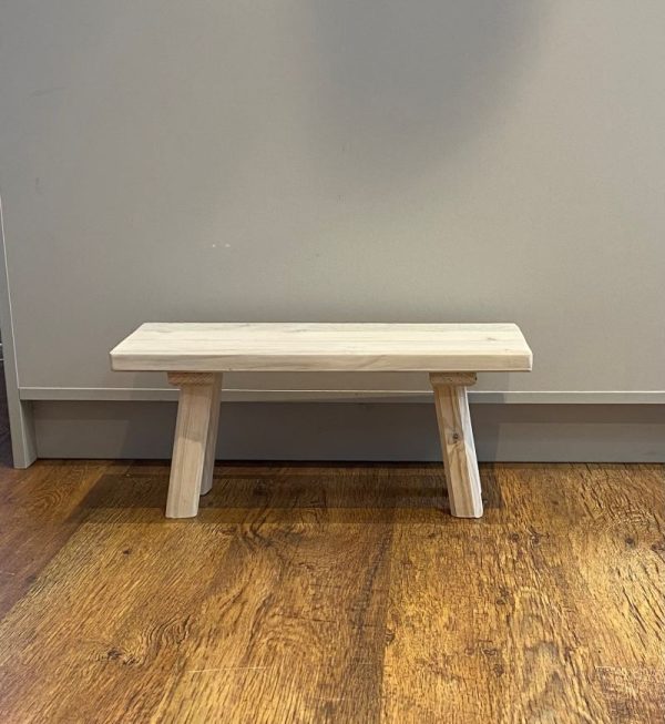 Handmade solid wood step stool with a white wash finish. Perfect to also use as a foot rest or plant stand to create an eye catching display in your home
