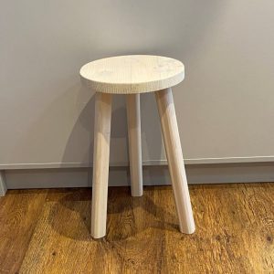 Hand crafted solid wood stool or side table with a white wash finish