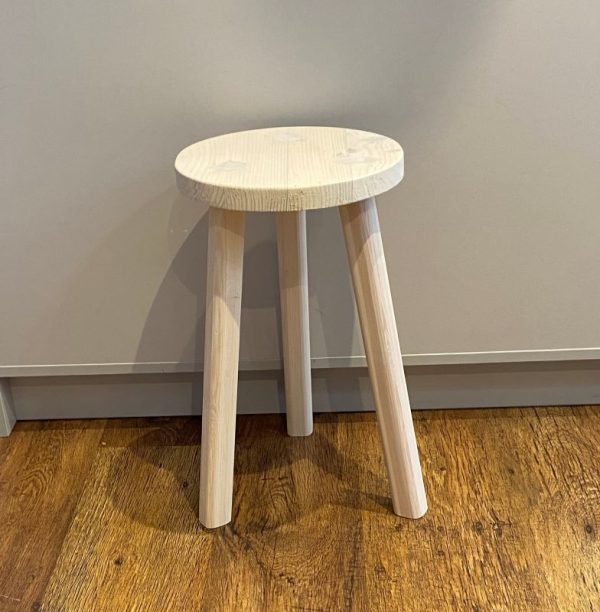 Hand crafted solid wood stool or side table with a white wash finish