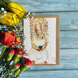 sammy the squirrel art print greetings card from original water colour by JW Art eco friendly card