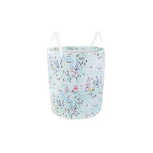 Large kids canvas storage bag in the Sass and Belle bear camp design. Pastel green background with cute bears camping in the woods